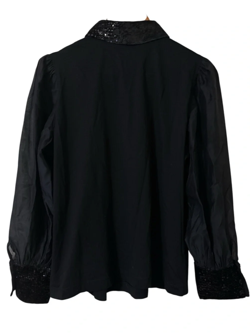 ME+EM Sequin Mixed Media Layering Shirt - Black Sz 12 - Picture 11 of 16